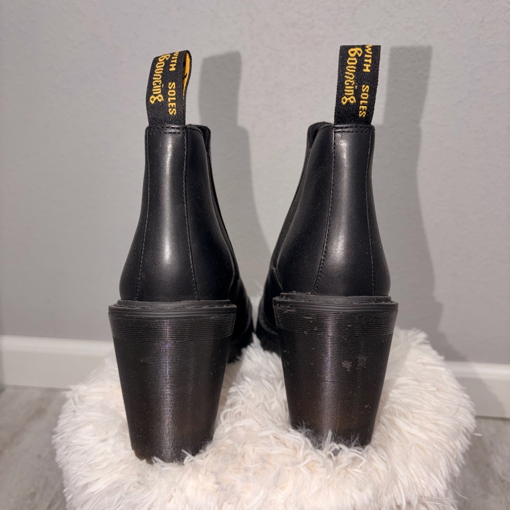 Dr. Martens Black Leather Chunky Heel Chelsea Boots - Picture 3 of 6